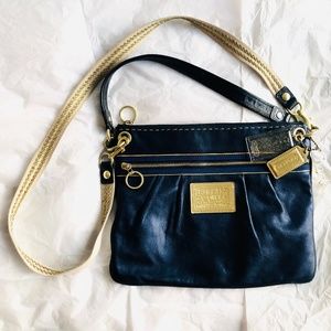 COACH Poppy Metallic Blue Leather Crossbody Bag